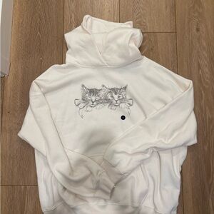 Hollister White Cat Print Hoodie